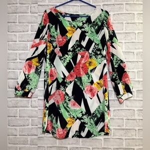 The Vintage shop Floral Geometric Print tunic Dress, size Large